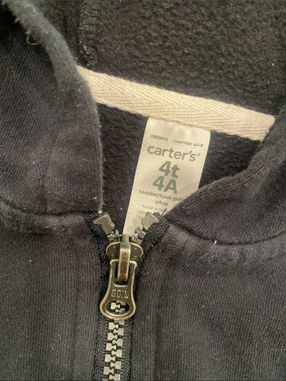 Carters black zip
